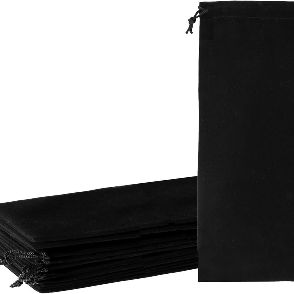 Black Velvet Bags - Long Drawstring Pouches for Jewelry, Gifts, Parties & Weddin